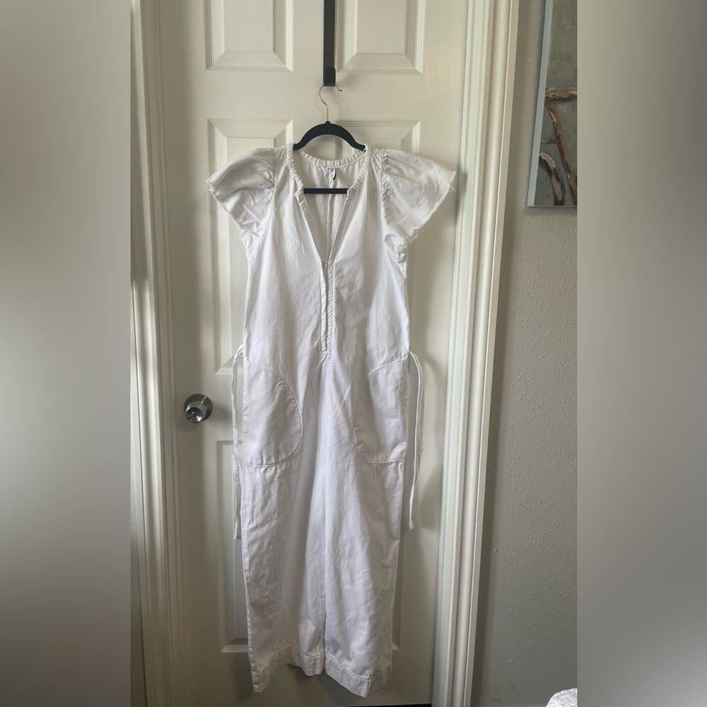 Zara White Sleeveless Maxi Dress with Flutter Sleeves